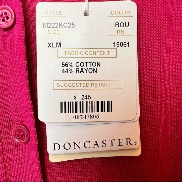$245 Doncaster VTG Women’s Cardigan Sweater Crop Open Back Pink Size XLM NWT NEW - Picture 4 of 8